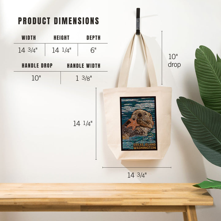 Orcas Island, Washington, Sea Otter, Mosaic, Tote Bag Totes Lantern Press 