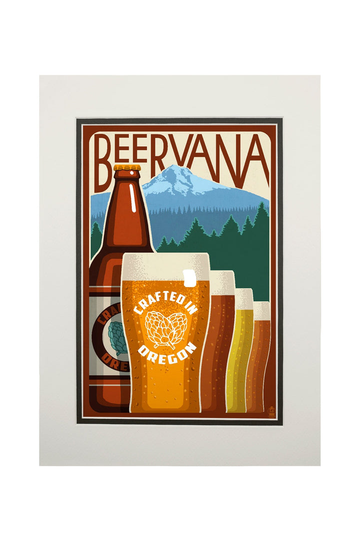 Oregon Beers, Beervana, Vintage Sign, Art & Giclee Prints Art Lantern Press 11 x 14 Matted Art Print 