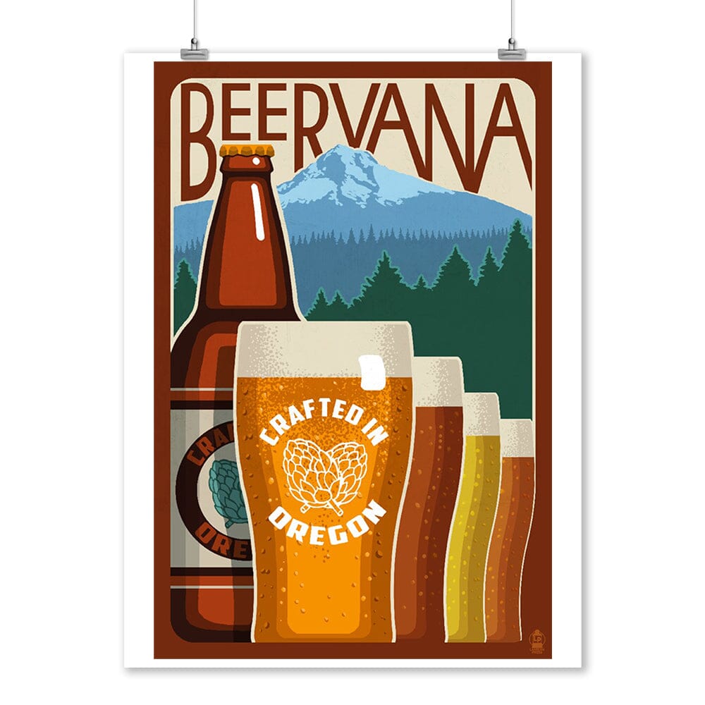 Oregon Beers, Beervana, Vintage Sign, Art & Giclee Prints Art Lantern Press 12 x 18 Art Print 
