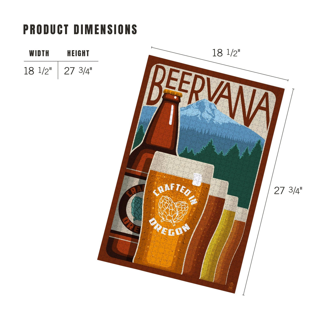 Oregon Beers, Beervana, Vintage Sign, Jigsaw Puzzle Puzzle Lantern Press 
