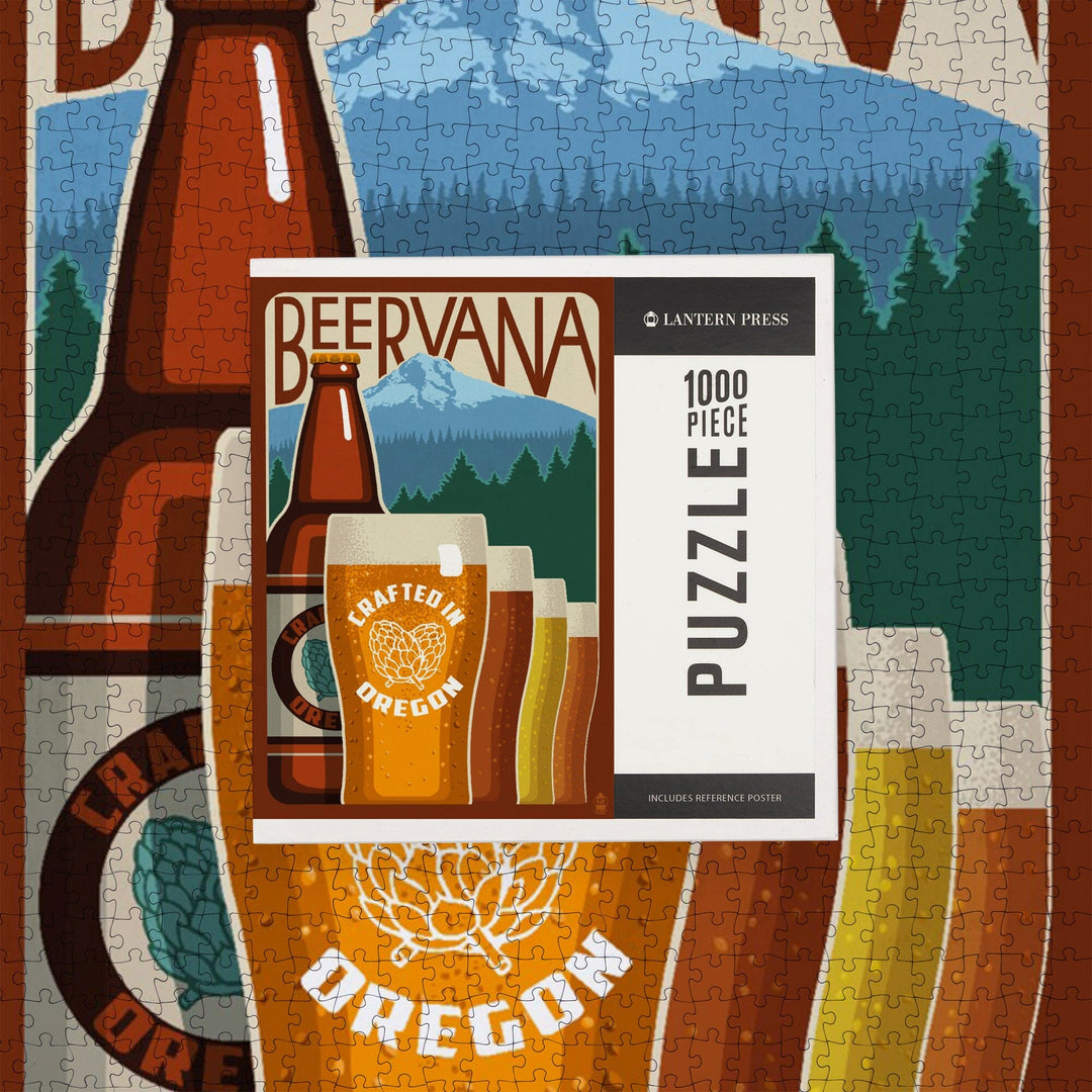 Oregon Beers, Beervana, Vintage Sign, Jigsaw Puzzle Puzzle Lantern Press 