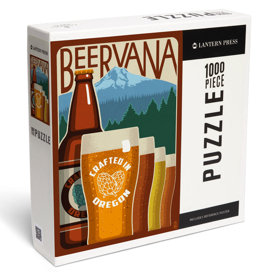 Oregon Beers, Beervana, Vintage Sign, Jigsaw Puzzle Puzzle Lantern Press 