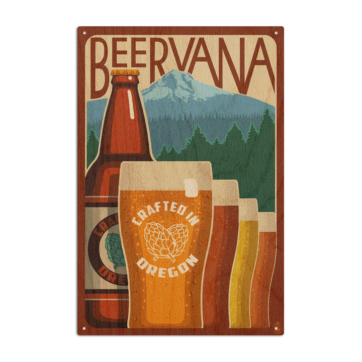 Oregon Beers, Beervana, Vintage Sign, Lantern Press Artwork, Wood Signs and Postcards Wood Lantern Press 10 x 15 Wood Sign 