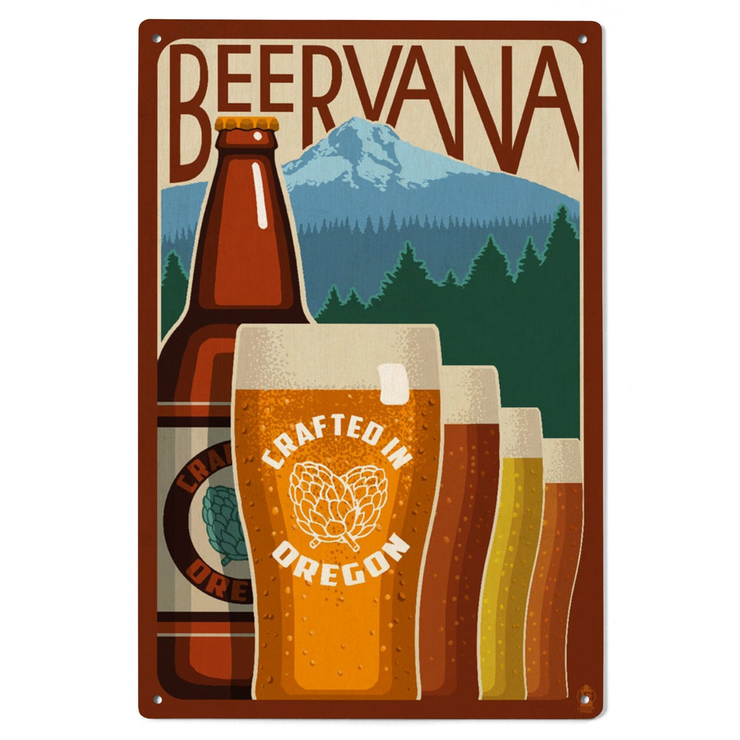 Oregon Beers, Beervana, Vintage Sign, Lantern Press Artwork, Wood Signs and Postcards Wood Lantern Press 