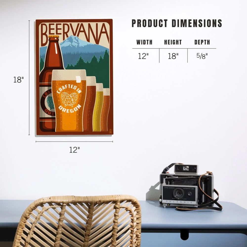 Oregon Beers, Beervana, Vintage Sign, Lantern Press Artwork, Wood Signs and Postcards Wood Lantern Press 