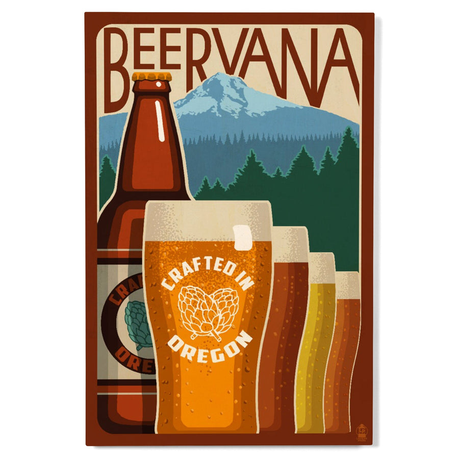 Oregon Beers, Beervana, Vintage Sign, Lantern Press Artwork, Wood Signs and Postcards Wood Lantern Press 