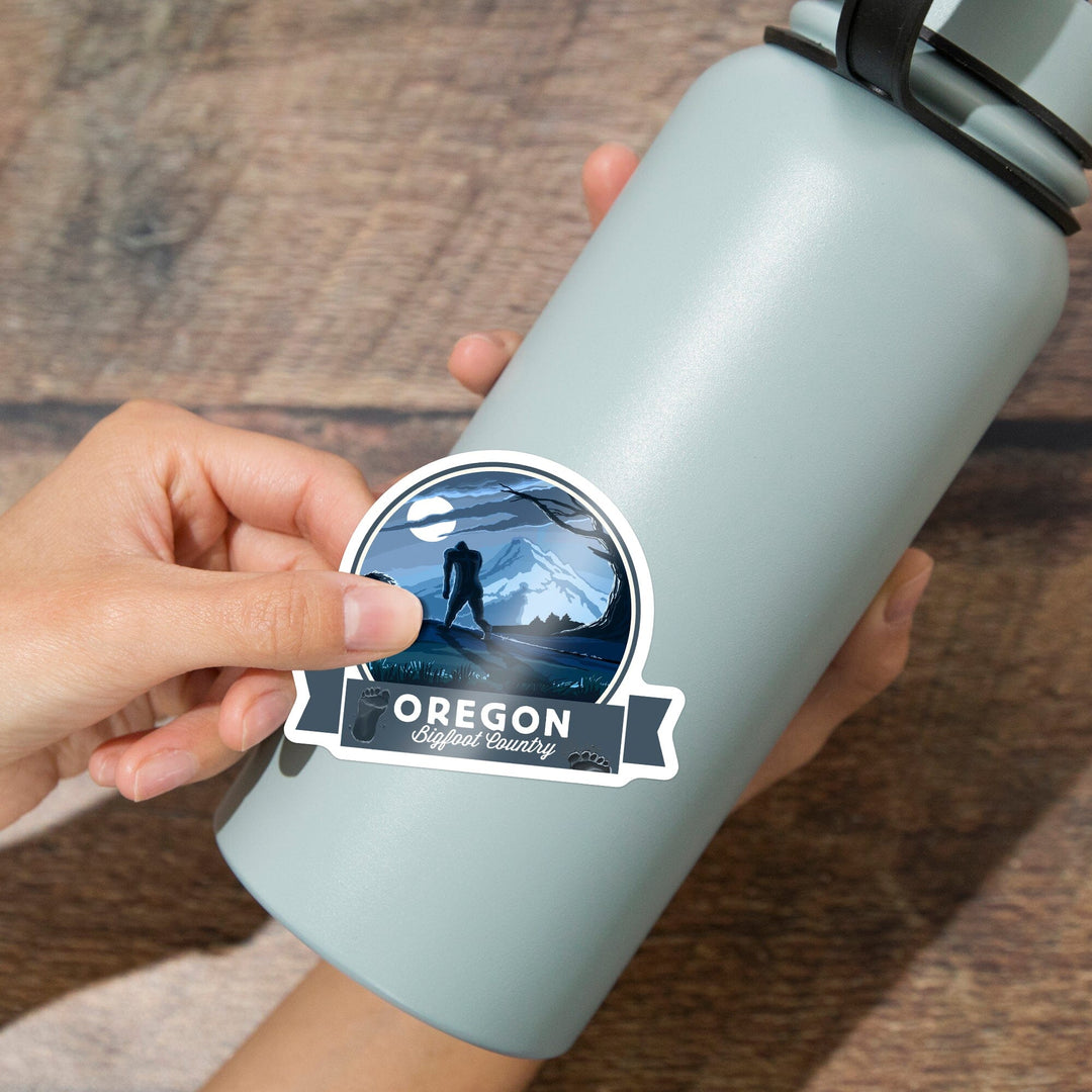 Oregon, Bigfoot Country, Contour, Vinyl Sticker Sticker Lantern Press 