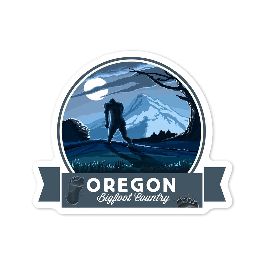 Oregon, Bigfoot Country, Contour, Vinyl Sticker Sticker Lantern Press 