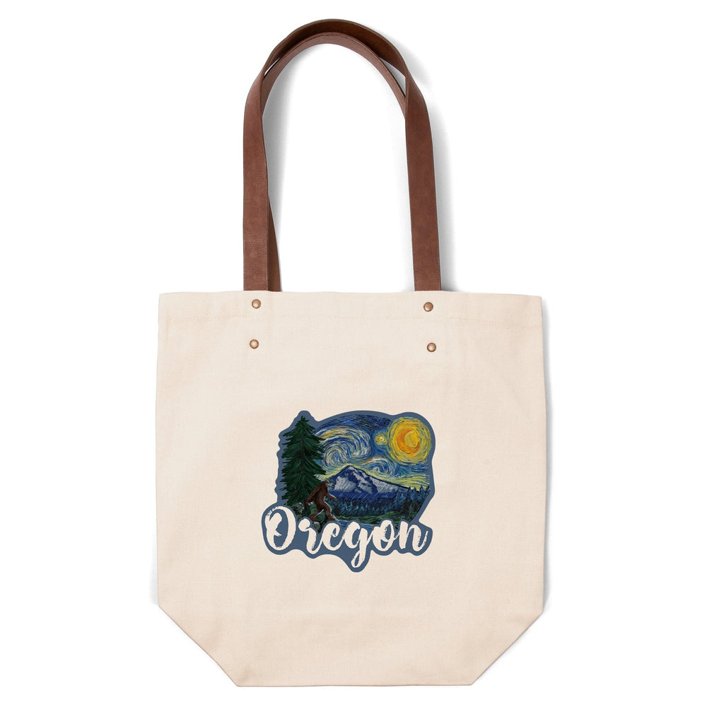 Oregon, Bigfoot, Starry Night, Contour, Lantern Press Artwork, Accessory Go Bag Totes Lantern Press 