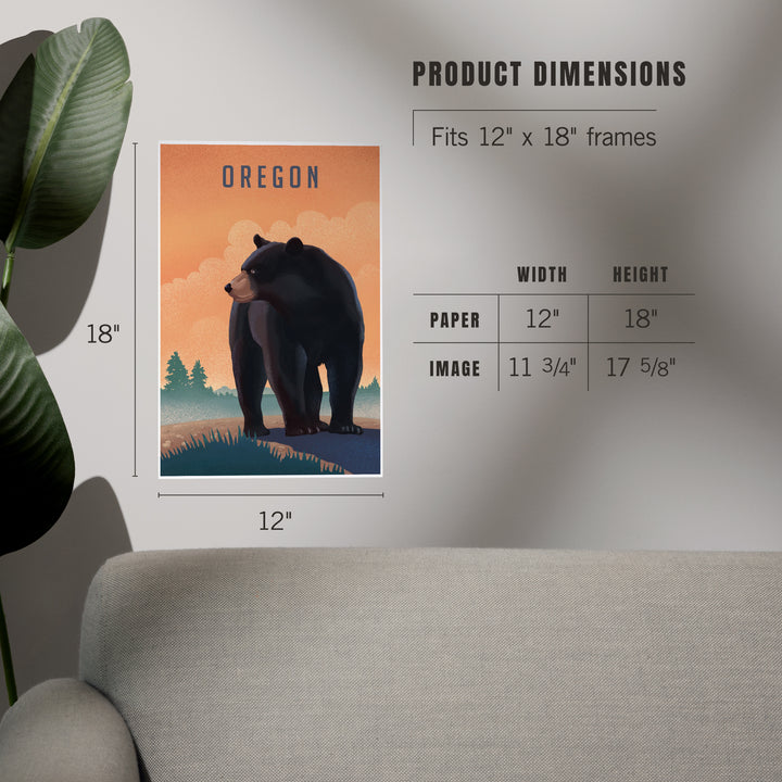 Oregon, Black Bear, Litho, Art & Giclee Prints Art Lantern Press 