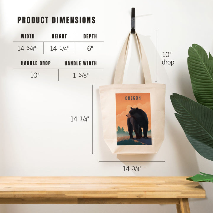 Oregon, Black Bear, Litho, Tote Bag Totes Lantern Press 
