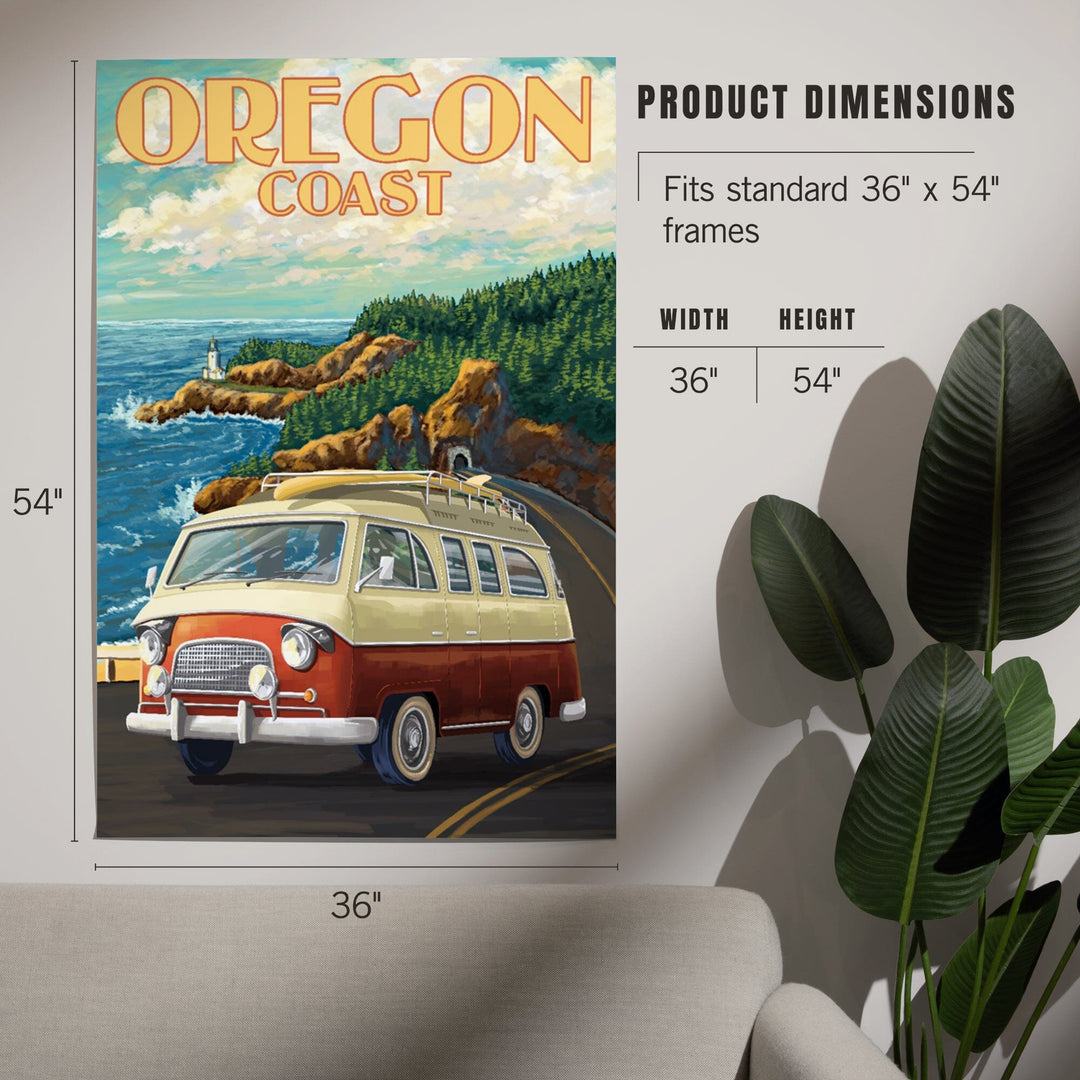 Oregon Coast, Camper Van, Art & Giclee Prints Art Lantern Press 