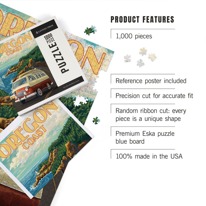 Oregon Coast, Camper Van, Jigsaw Puzzle Puzzle Lantern Press 