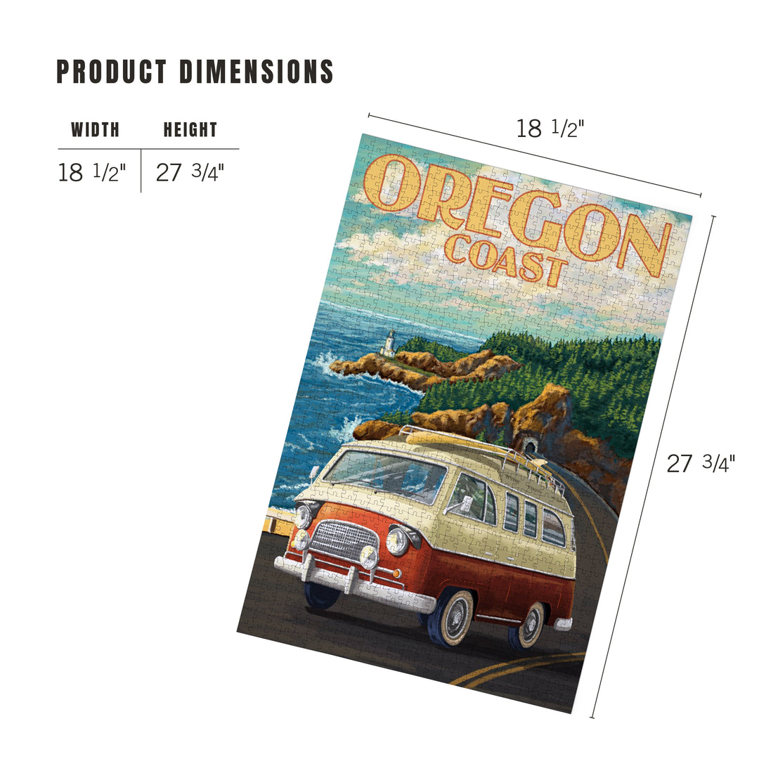 Oregon Coast, Camper Van, Jigsaw Puzzle Puzzle Lantern Press 