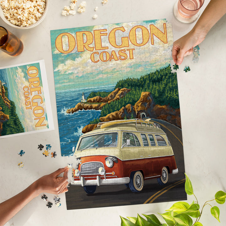 Oregon Coast, Camper Van, Jigsaw Puzzle Puzzle Lantern Press 