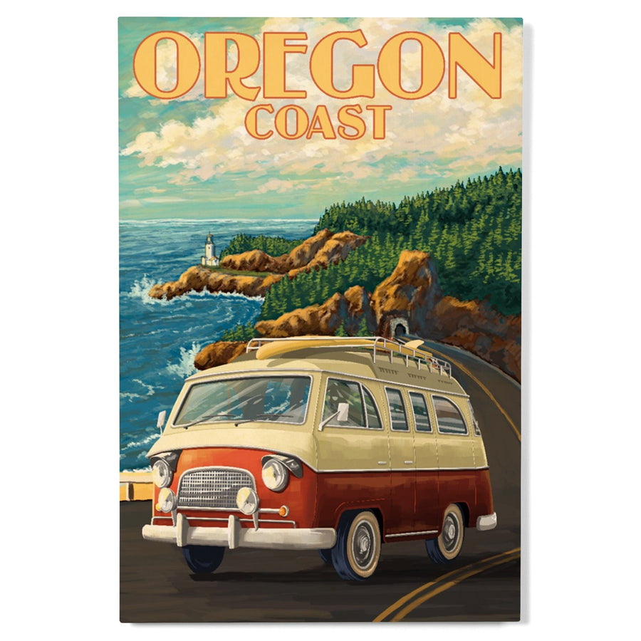 Oregon Coast, Camper Van, Lantern Press Artwork, Wood Signs and Postcards Wood Lantern Press 