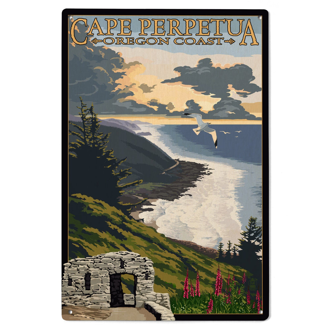 Oregon Coast, Cape Perpetua, Lantern Press Artwork, Wood Signs and Postcards Wood Lantern Press 