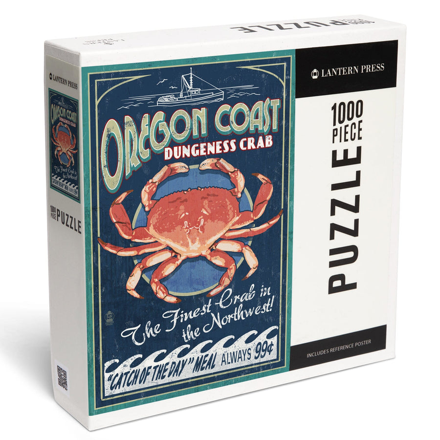 Oregon Coast, Dungeness Crab Vintage Sign, Jigsaw Puzzle Puzzle Lantern Press 