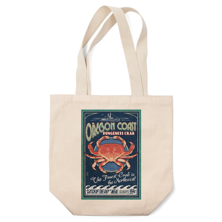 Oregon Coast, Dungeness Crab Vintage Sign, Tote Bag Totes Lantern Press 
