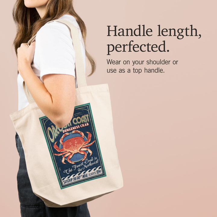 Oregon Coast, Dungeness Crab Vintage Sign, Tote Bag Totes Lantern Press 