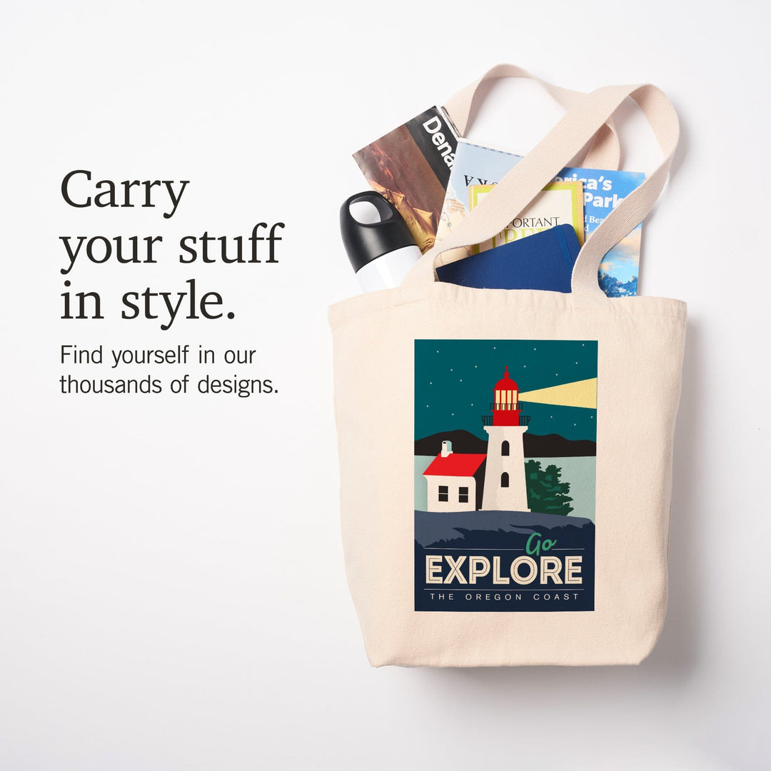 Oregon Coast, Go Explore (Lighthouse), Tote Bag Totes Lantern Press 