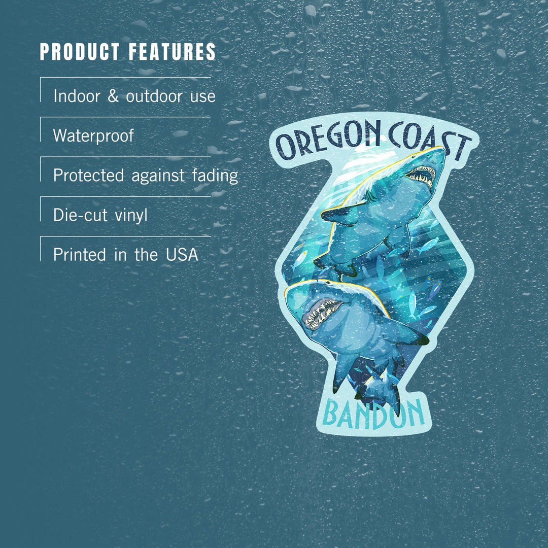 Oregon Coast, Great White, Contour, Vinyl Sticker Sticker Lantern Press 