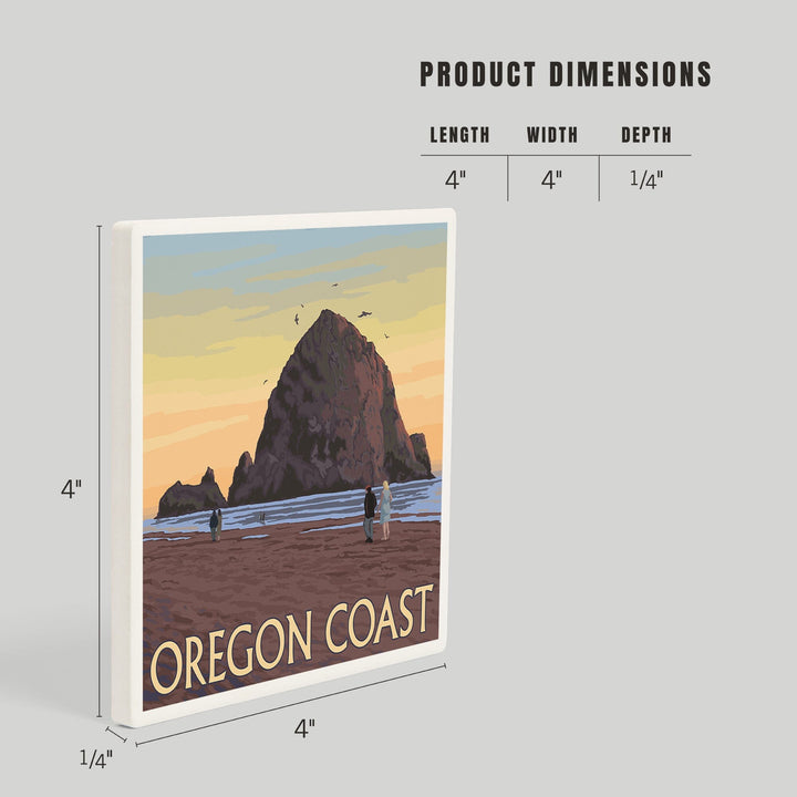 Oregon Coast, Haystack Rock, Coasters Coasters Lantern Press 