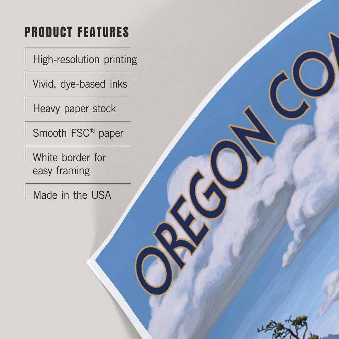 Oregon Coast, Haystack Rock Scene, Art & Giclee Prints Art Lantern Press 