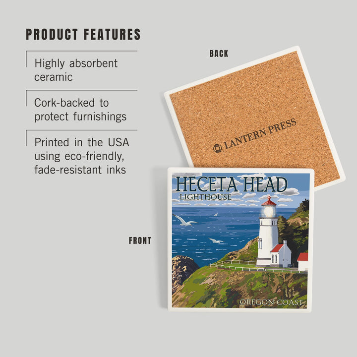 Oregon Coast, Heceta Head Lighthouse, Coasters Coasters Lantern Press 