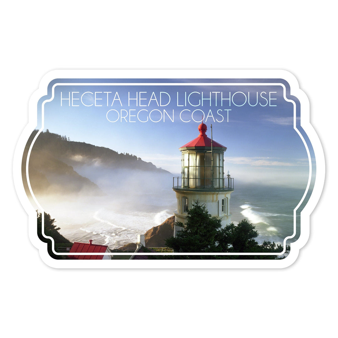 Oregon Coast, Heceta Head Lighthouse, Contour, Vinyl Sticker Sticker Lantern Press 