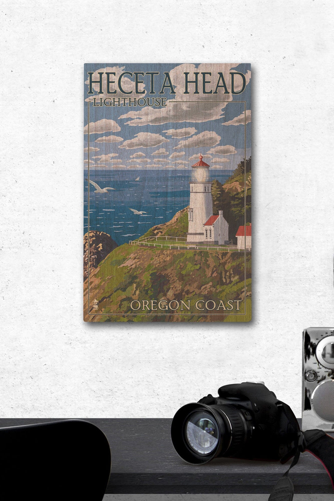 Oregon Coast, Heceta Head Lighthouse, Lantern Press Artwork, Wood Signs and Postcards Wood Lantern Press 12 x 18 Wood Gallery Print 