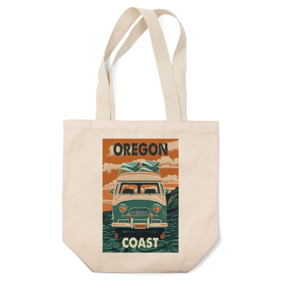Oregon Coast, Letterpress, Camper Van, Lantern Press Artwork, Tote Bag Totes Lantern Press 