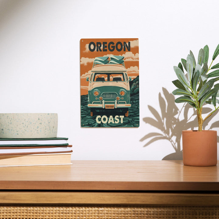 Oregon Coast, Letterpress, Camper Van, Lantern Press Artwork, Wood Signs and Postcards Wood Lantern Press 