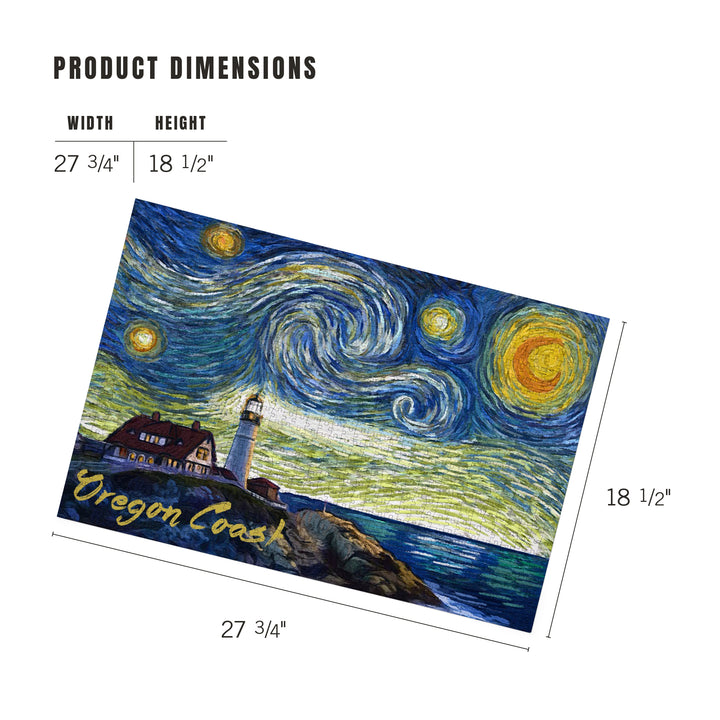 Oregon Coast, Lighthouse, Starry Night, Jigsaw Puzzle Puzzle Lantern Press 