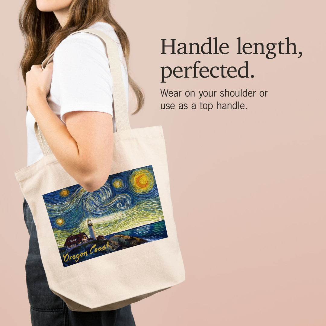 Oregon Coast, Lighthouse, Starry Night, Tote Bag Totes Lantern Press 