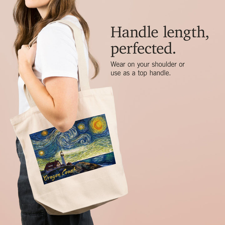 Oregon Coast, Lighthouse, Starry Night, Tote Bag Totes Lantern Press 