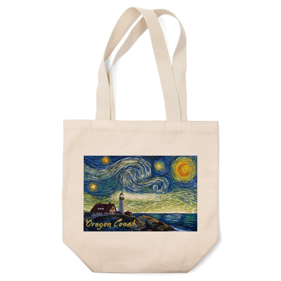 Oregon Coast, Lighthouse, Starry Night, Tote Bag Totes Lantern Press 