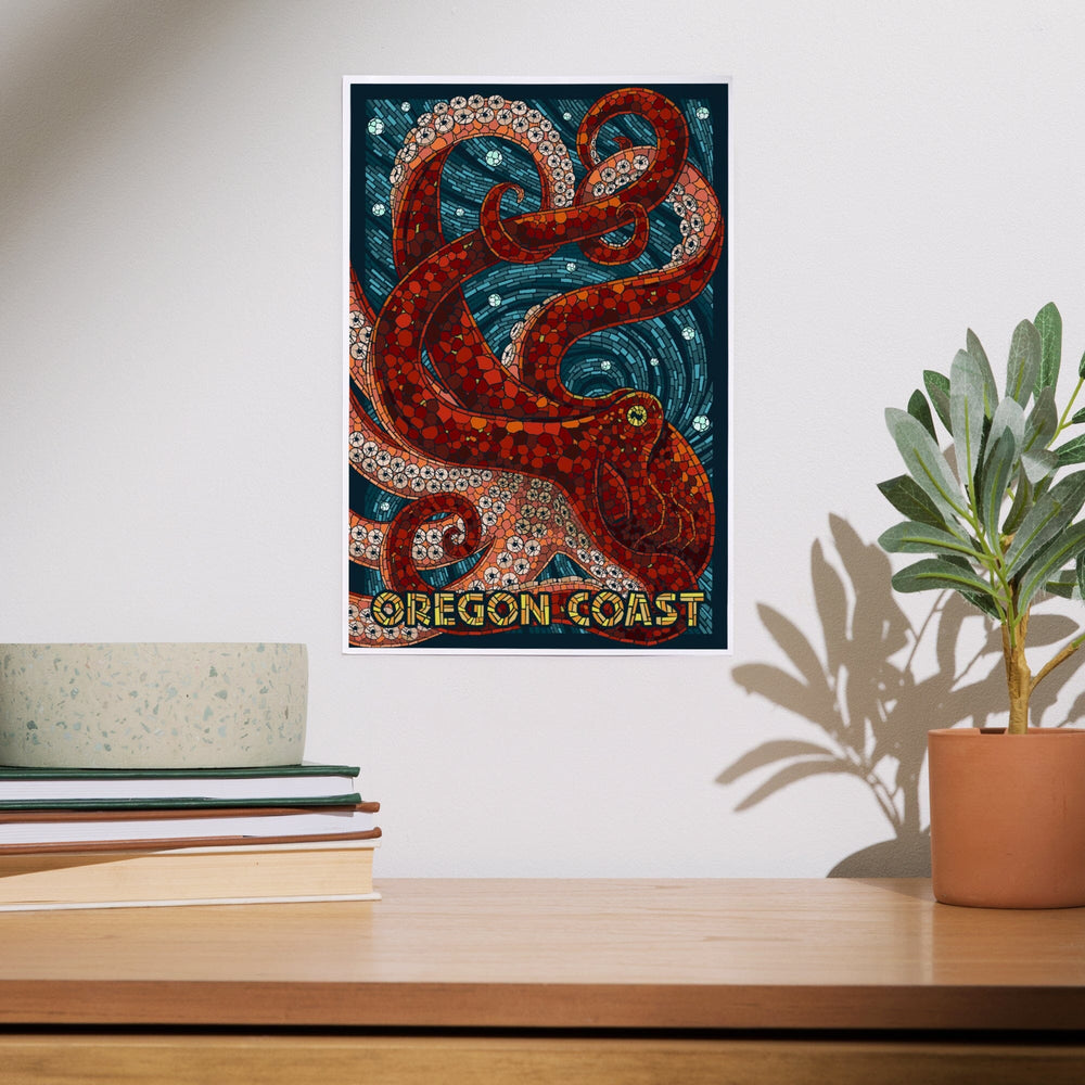 Oregon Coast, Octopus, Mosaic, Art & Giclee Prints Art Lantern Press 
