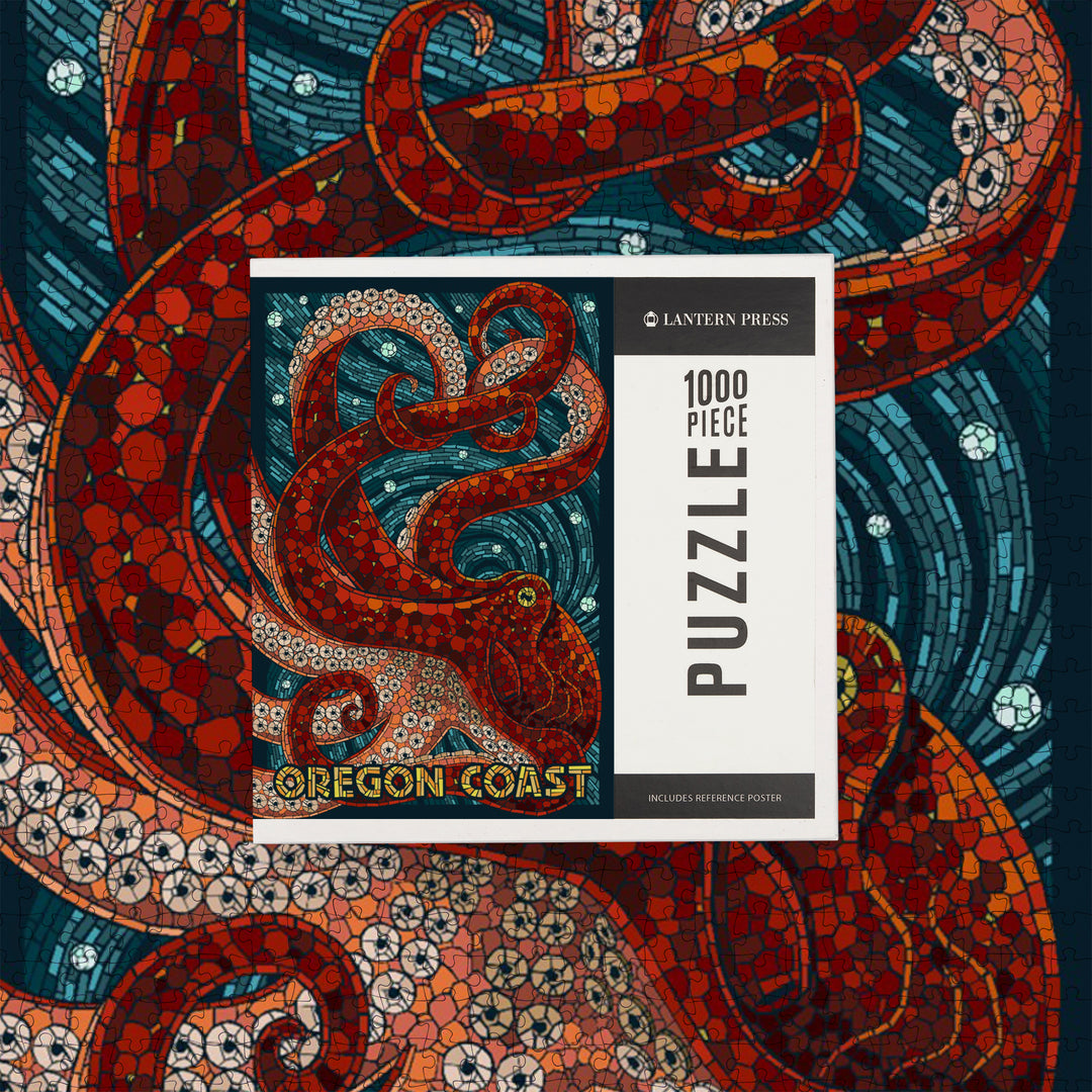 Oregon Coast, Octopus, Mosaic, Jigsaw Puzzle Puzzle Lantern Press 