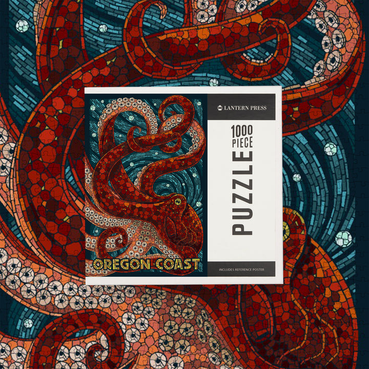 Oregon Coast, Octopus, Mosaic, Jigsaw Puzzle Puzzle Lantern Press 