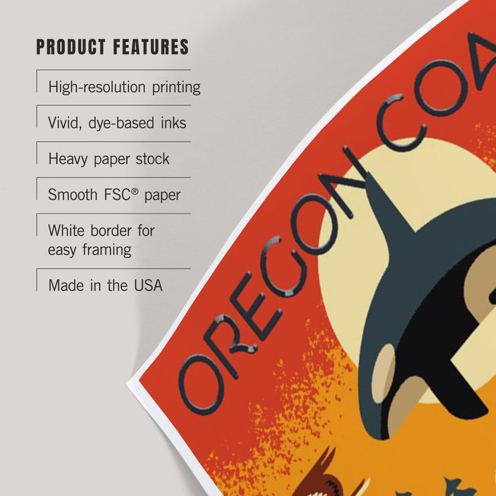 Oregon Coast, Oregon, Marine Animals, Geometric, Art & Giclee Prints Art Lantern Press 