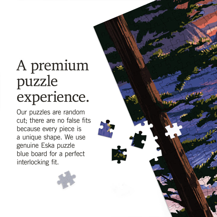 Oregon Coast, Sunset Surfers, Jigsaw Puzzle Puzzle Lantern Press 