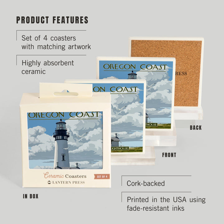 Oregon Coast, Yaquina Head Lighthouse, Coasters Coasters Lantern Press 