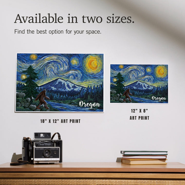 Oregon, Columbia River, Bigfoot, Starry Night, Art & Giclee Prints Art Lantern Press 
