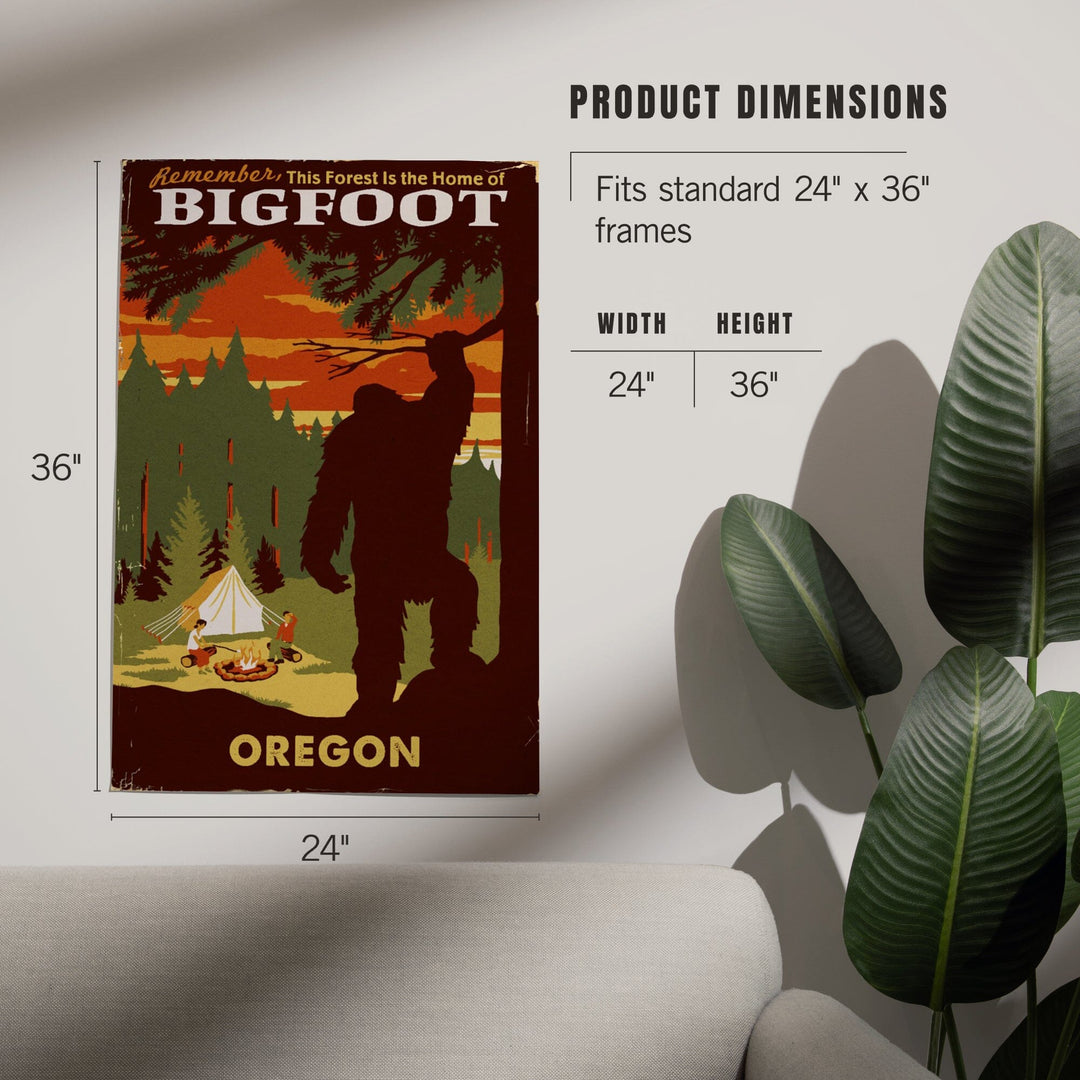 Oregon, Home of Bigfoot, Art & Giclee Prints Art Lantern Press 