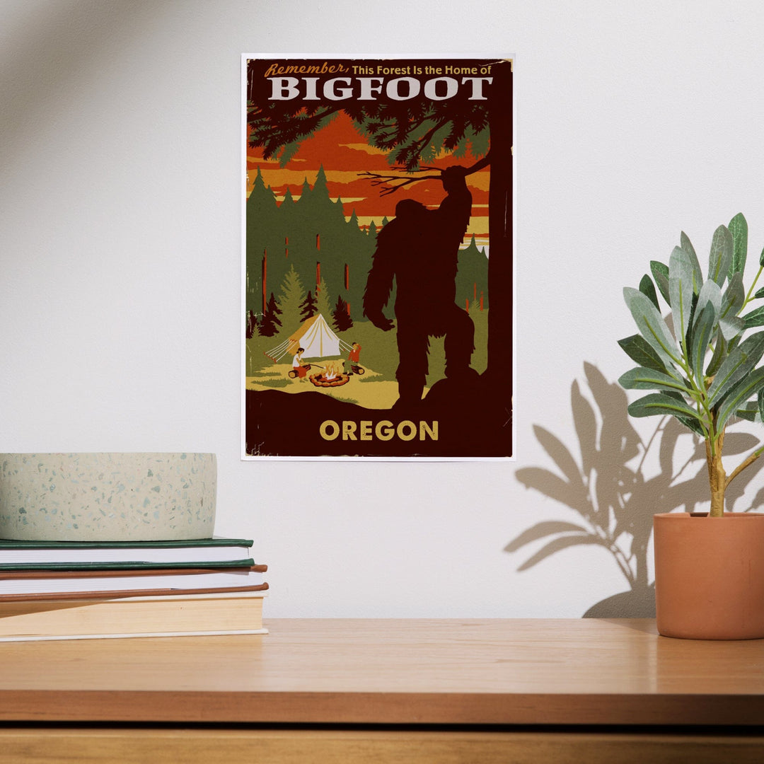 Oregon, Home of Bigfoot, Art & Giclee Prints Art Lantern Press 