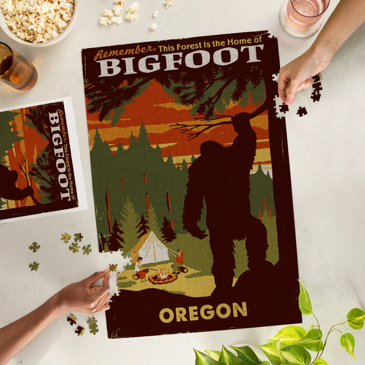 Oregon, Home of Bigfoot, Jigsaw Puzzle Puzzle Lantern Press 