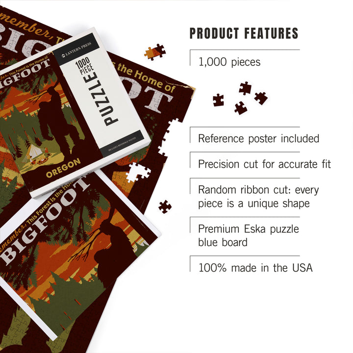 Oregon, Home of Bigfoot, Jigsaw Puzzle Puzzle Lantern Press 