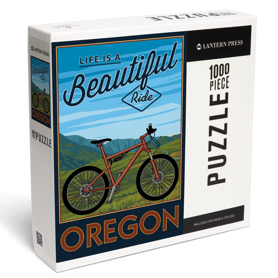 Oregon, Life is a Beautiful Ride, Mountain Bike Scene, Jigsaw Puzzle Puzzle Lantern Press 