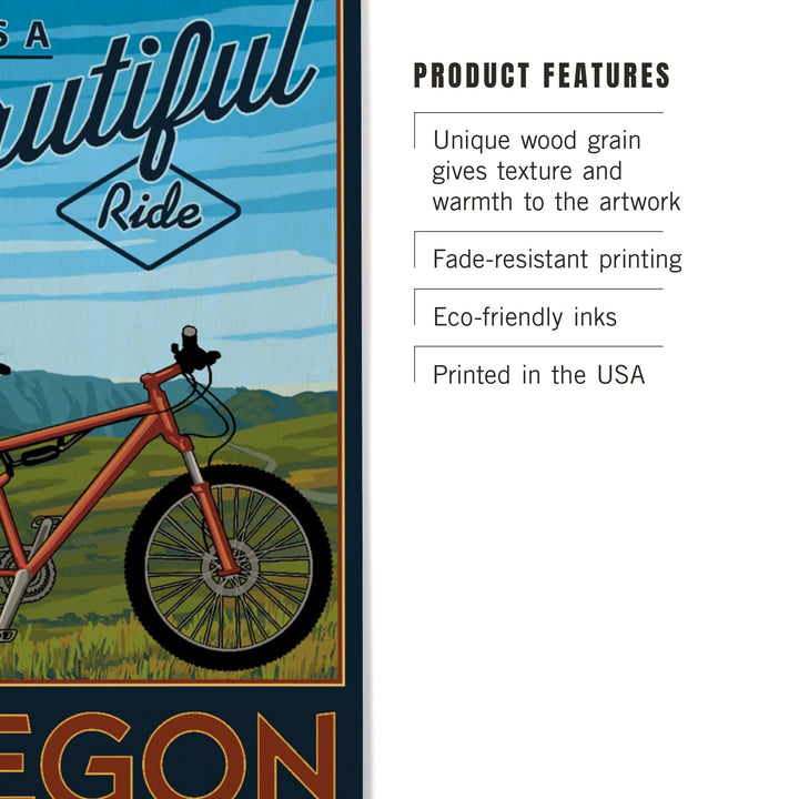 Oregon, Life is a Beautiful Ride, Mountain Bike Scene, Lantern Press Artwork, Wood Signs and Postcards Wood Lantern Press 